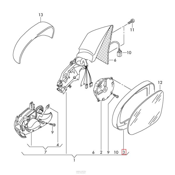 NEW GENUINE VOLKSWAGEN TIGUAN MK1 RIGHT INNER MIRROR SURROUND TRIM 5N0857602A9B9 - Image 2
