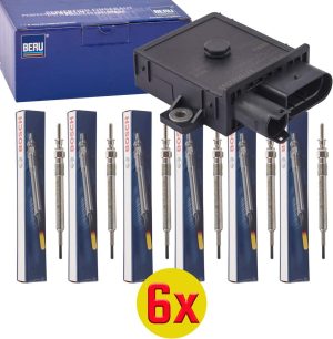 Genuine BOSCH/ BERU cylinder M57 Preheating control unit + 6x glow plugs Diesel system