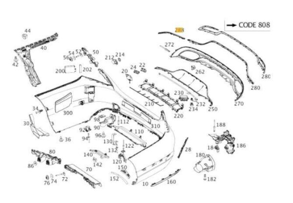 NEW GENUINE MERCEDES MB C W205 C63 AMG REAR BUMPER TRIM STRIP BLACK RIGHT O/S A2058853021 - Image 2