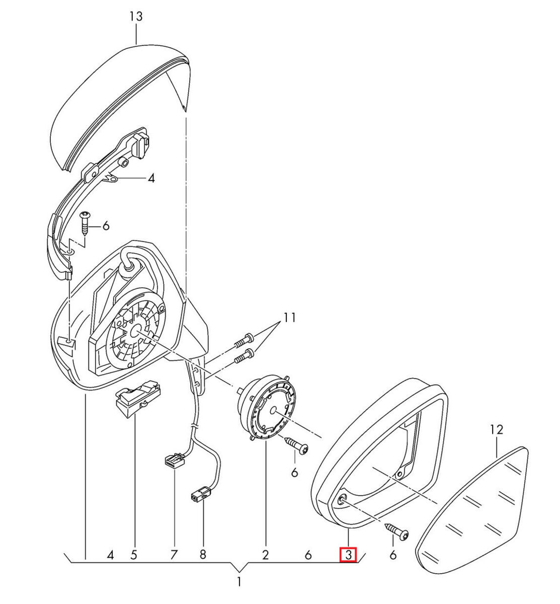 NEW GENUINE VOLKSWAGEN GOLF E-GOLF 13-16 MK7 WING MIRROR INNER TRIM RIGHT O/S 5G0857602A9B9 - Image 2