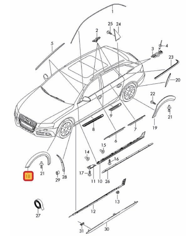 NEW GENUINE AUDI A4 ALLROAD 2010-2016 FRONT GREY TRIM FOR WHEEL ARCH LEFT N/S 8K9853717B1RR - Image 2