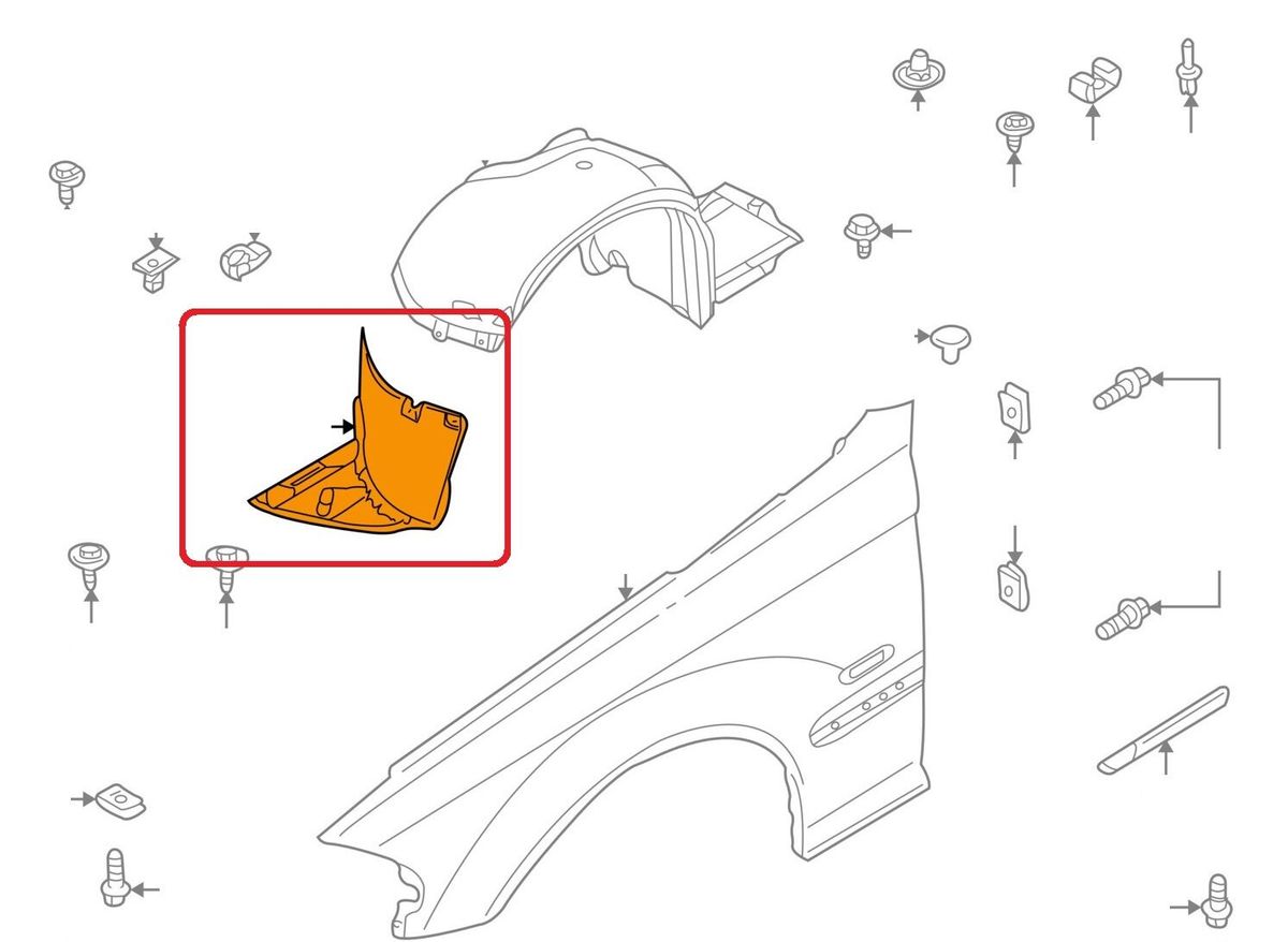 BMW NEW GENUINE 3 E46 FRONT WHEEL FENDER LINER COVER LEFT N/S FRONT SECTION 51718193811 - Image 2