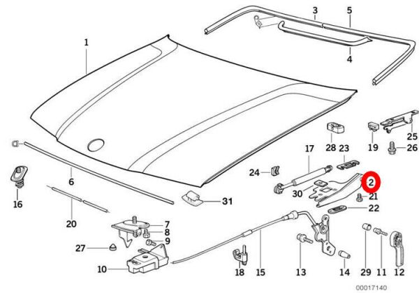 NEW GENUINE BMW 3 SERIES E36 CABRIO COUPE FRONT HOOD RIGHT O/S HINGE 41618175002 - Image 2