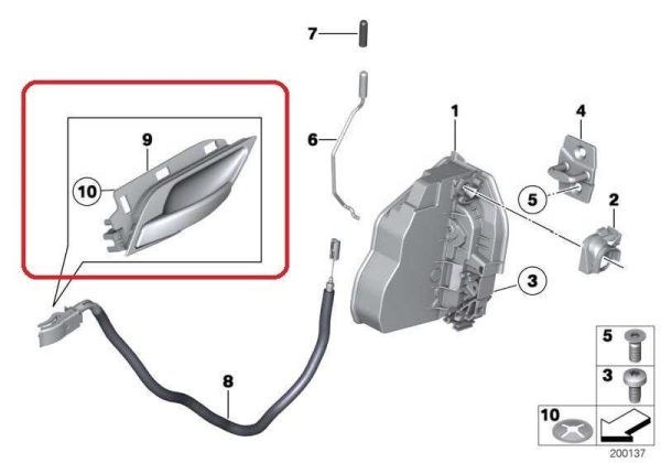 BMW NEW GENUINE X1 SERIES E84 INNER INSIDE DOOR HANDLE LEFT N/S 51412991953 - Image 2