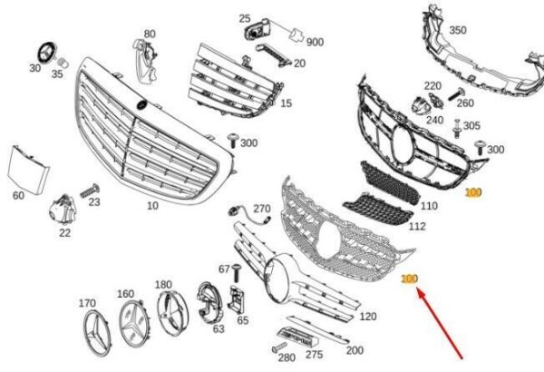 NEW GENUINE MB C CLASS W205 FRONT RADIATOR PROTECTIVE GRILLE A2058880523 - Image 2