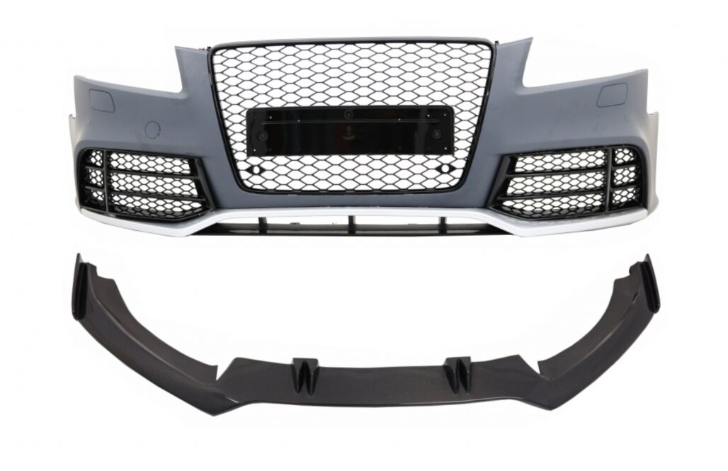 Front Bumper suitable for AUDI A5 8T Pre Facelift (2008-2011) with Bumper Add-On Spoiler Lip RS5 Design Real Carbon