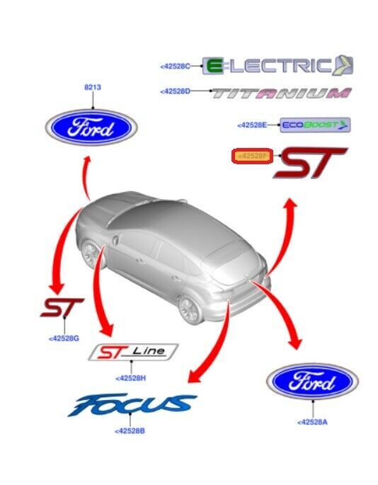 NEW GENUINE FORD FOCUS ST REAR BOOT ST INSCRIPTION BADGE EMBLEM 1863964 - Image 2