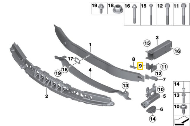 NEW GENUINE BMW F20 F21 F23 F30 F31 F34 F32 F33 FRONT BUMPER MOUNT AXILE SUPPORT 51647245795 - Image 2