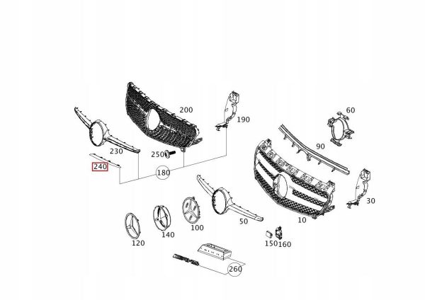 NEW GENUINE MERCEDES BENZ A CLASS W176 FRONT BUMPER RADIATOR GRILLE CHROME RIGHT A1178851021 - Image 2