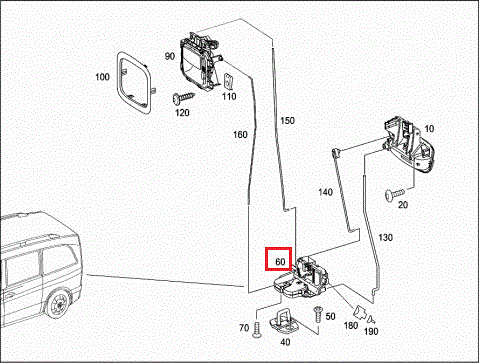 NEW GENUINE MERCEDES BENZ VITO W639 REAR TAILGATE LOCK A6397401635 - Image 2