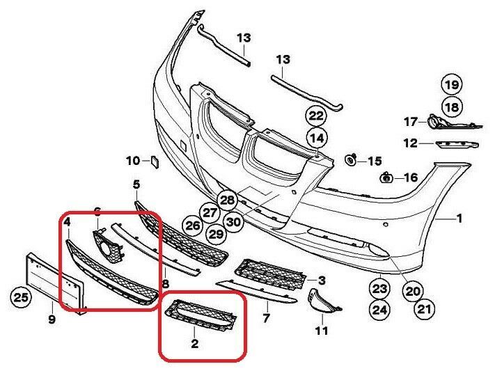 BMW NEW GENUINE 3 E90 E91 PETROL 316i 318i FRONT BUMPER LOWER CLOSED GRILLE SET - Image 2