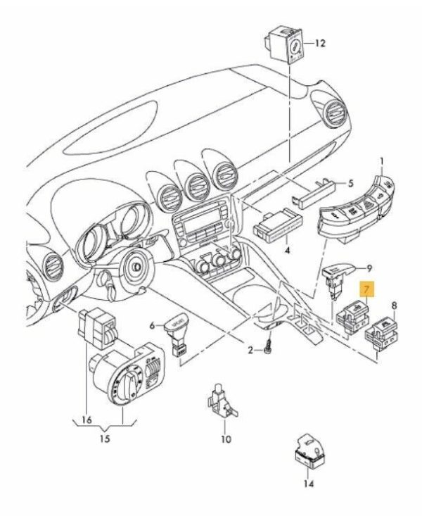 NEW GENUINE AUDI TT ROADSTER 07-14 SWITCH FOR HYDRAULIC CONVERTIBLE ROOF CONTROL 8J79597275PR - Image 2