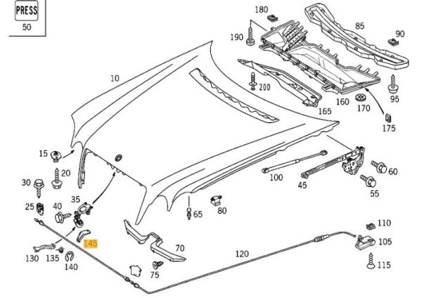 NEW GENUINE MERCEDES BENZ MB E CLASS W210 ENGINE HOOD SAFETY HOOK DEFLECTOR A2028870245 - Image 2