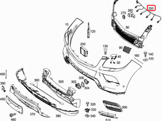NEW GENUINE MERCEDES BENZ MB ML CLASS W166 FRONT PARKING SYSTEM WIRING HARNESS - Image 2