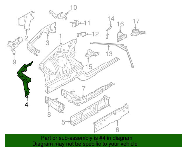 NEW GENUINE BMW F20 F22 F30 F33 FRONT WHEELHOUSE SUPPORT FRAME RAIL PAIR SET - Image 2