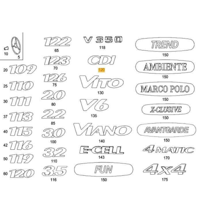 NEW GENUINE MERCEDES BENZ VITO W639 REAR TRUNK CDI LETTERING CHROME BADGE LID A6398171200 - Image 2