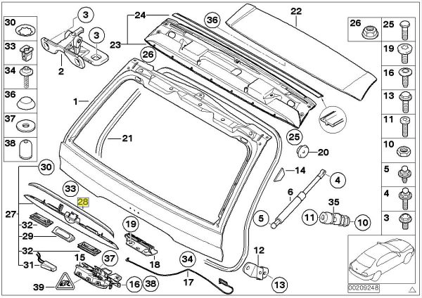 BMW NEW GENUINE X5 E53 01-06 TAILGATE HANDLE RUBBER SEAL SEALING GASKET 51137062294 - Image 2