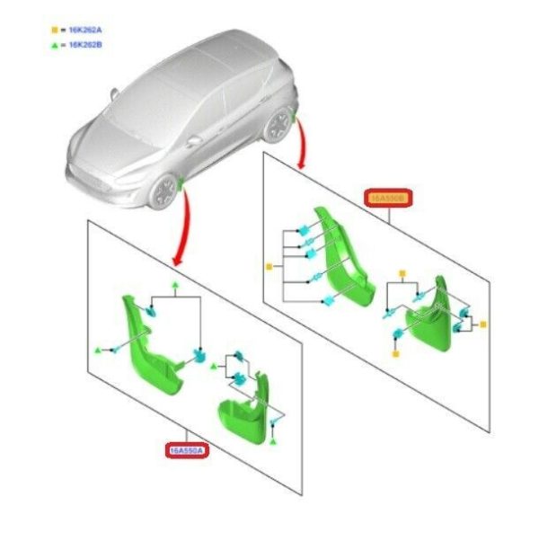 NEW GENUINE FORD FIESTA MK8 2017- FRONT AND REAR WHEELS MUD FLAPS SET KIT - Image 2