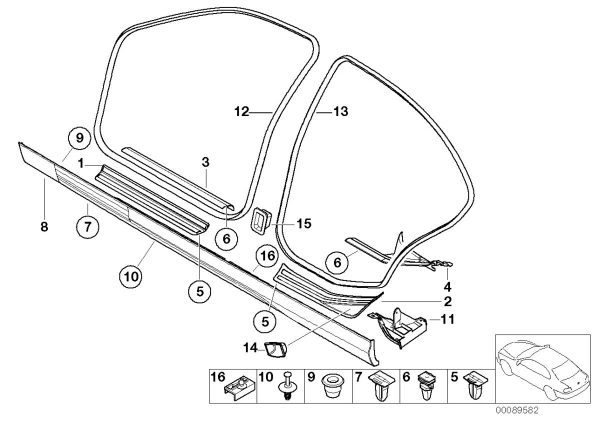 BMW NEW GENUINE 3  E46 BEIGE DOOR ENTRY SILL STRIP REAR N/S LEFT SIDE  51478227523 - Image 2