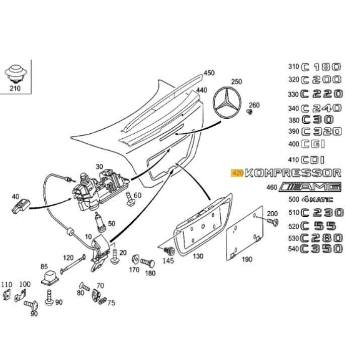 NEW GENUINE MERCEDES BENZ E CLASS REAR TRUNK KOMPRESSOR LETTERING CHROME BADGE A2038173015 - Image 2