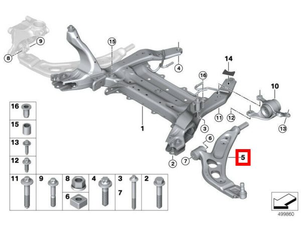 NEW GENUINE BMW 1' F40 2' F45 X1 F48 MINI F60 FRONT LOWER CONTROL ARM LEFT N/S 31126879843 - Image 2
