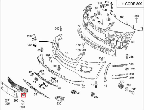 NEW GENUINE MERCEDES BENZ GL CLASS X164 FACELIFT FRONT BUMPER LOWER CENTER GRILL A1648852465 - Image 2
