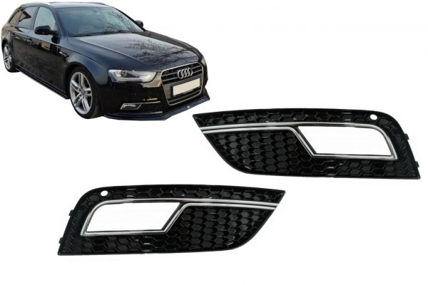 Fog Lamp Covers suitable for AUDI A4 B8 facelift (2012-2015) RS4 Design Black & Chrome - Image 6