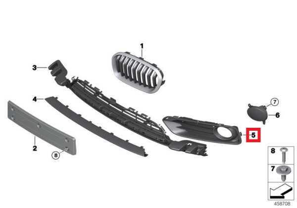 GENUINE BMW 1 SER F20 F21 LCI URBAN LINE FRONT M SPORT BUMPER FOG GRILL PAIR SET - Image 3