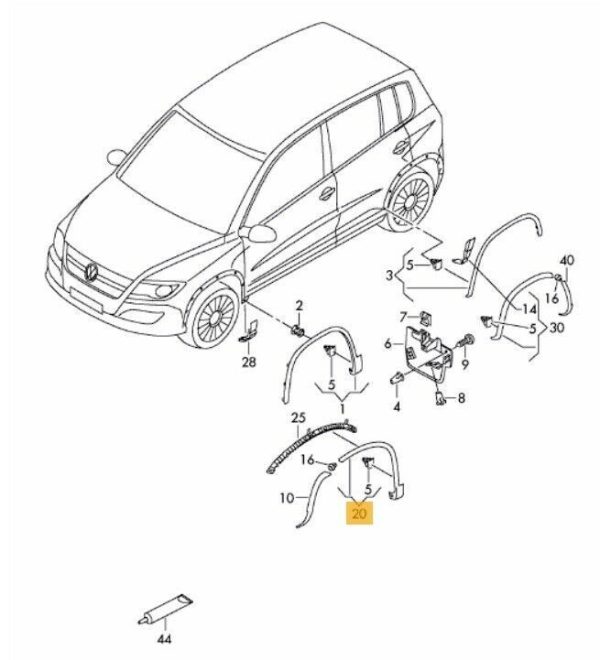 NEW GENUINE VW TIGUAN 08-16 R LINE FRONT WHEEL COVER TRIM REAR PART LEFT N/S 5N0853717N9B9 - Image 2