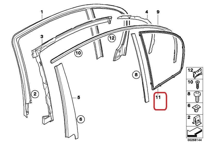 BMW NEW GENUINE 5 SERIES E60 REAR SIDE WINDOW FRAME LEFT N/S 51357033645 - Image 2