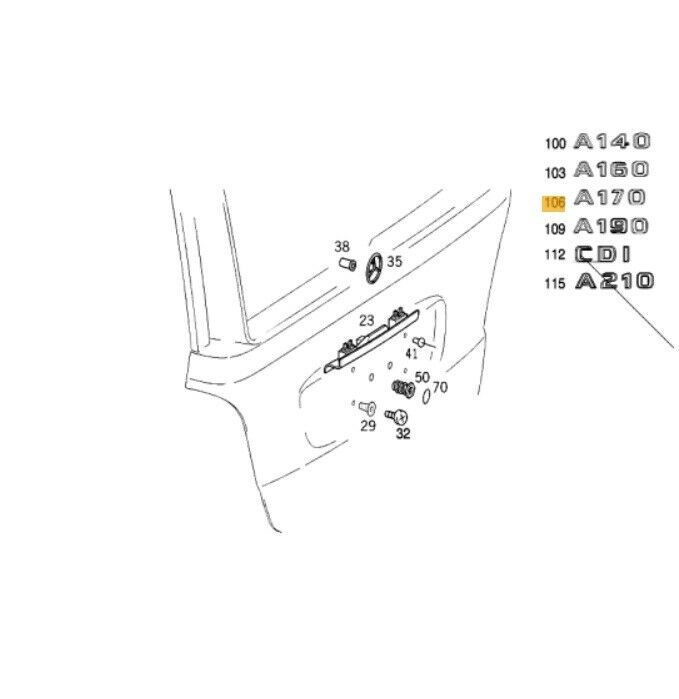 NEW GENUINE MERCEDES BENZ A CLASS REAR TRUNK A 170 LETTERING CHROME BADGE LID A1688170015 - Image 2
