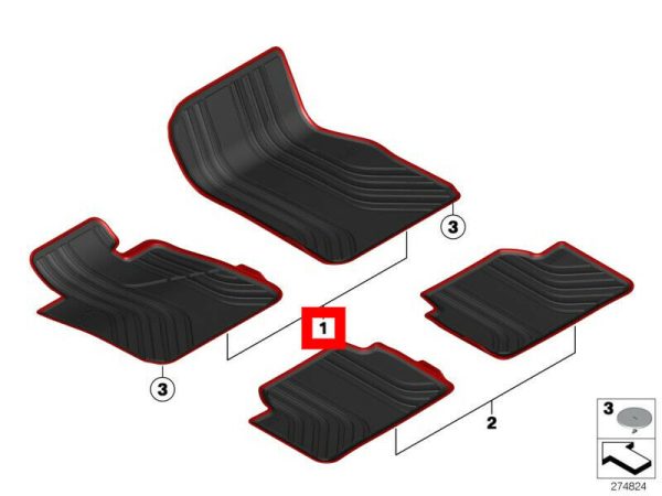 NEW GENUINE BMW 1' F20 F21 2' F22 F87 M2 FRONT ALL WEATHER RUBBER FLOOR MATS LHD 51472210208 - Image 2
