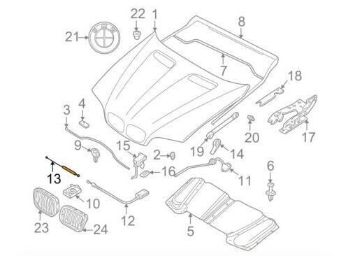 BMW NEW GENUINE X5 SERIES E53 ENGINE HOOD RELEASE CABLE 51238403219 - Image 2