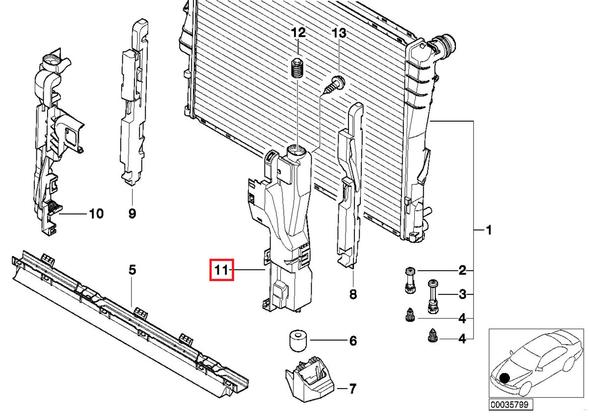 NEW GENUINE BMW 3 X3 Z4 SERIES RADIATOR HOLDING SUPPORT LEFT N/S 17117530252 - Image 2