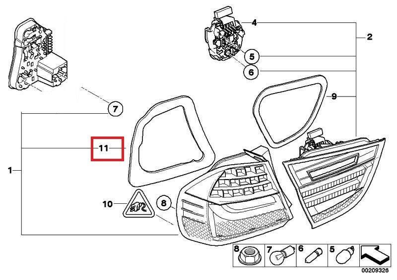 BMW NEW GENUINE 3 SERIES E90 LCI REAR TAIL LIGHT GASKET SEAL RIGHT O/S 63217242150 - Image 2