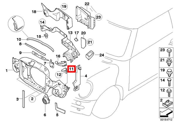 NEW GENUINE MINI R50 R52 R53 FRONT BUMPER MOUNTING SET LEFT + RIGHT 51717039262 - Image 2