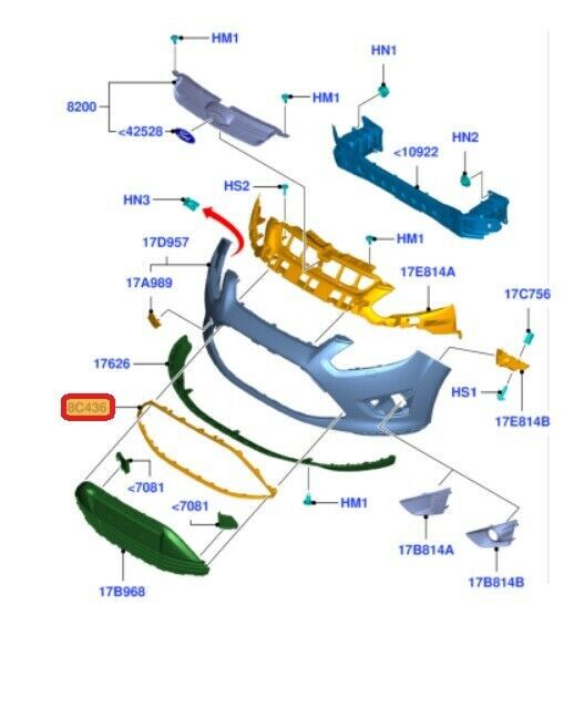 NEW GENUINE FORD C-MAX GRAND C-MAX FRONT BUMPER GRILLE CHROME SURROUND TRIM 1699240 - Image 2