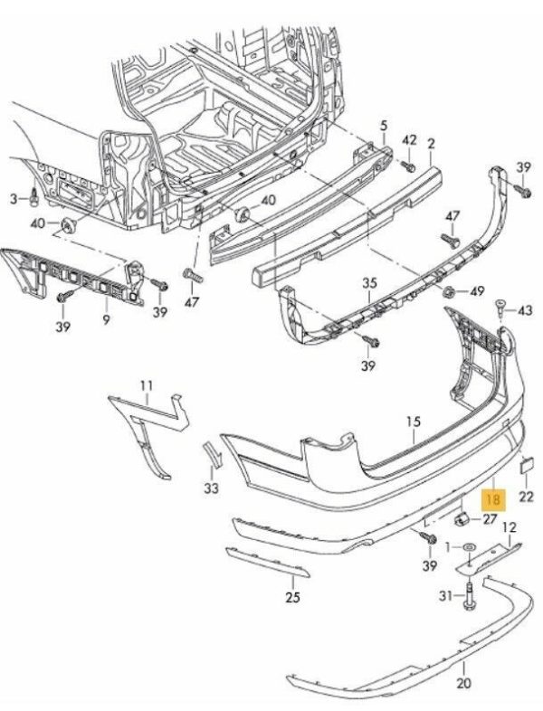 NEW GENUINE VW PASSAT B6 ESTATE 05-11 REAR BUMPER LOWER BLACK SPOILER 3C9807521A9B9 - Image 2