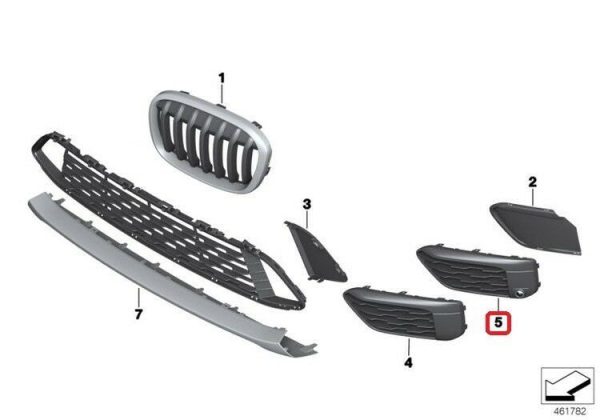 BMW GENUINE NEW X1 SERIES F48 SPORT LINE PDC FRONT BUMPER GRID GRILLE RIGHT 51117453984 - Image 2