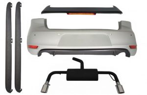 Rear Bumper Roof Spoiler with LED Brake Light suitable for VW Golf 6 VI (2008-2012) Exhaust System and Side Skirts GTI Design