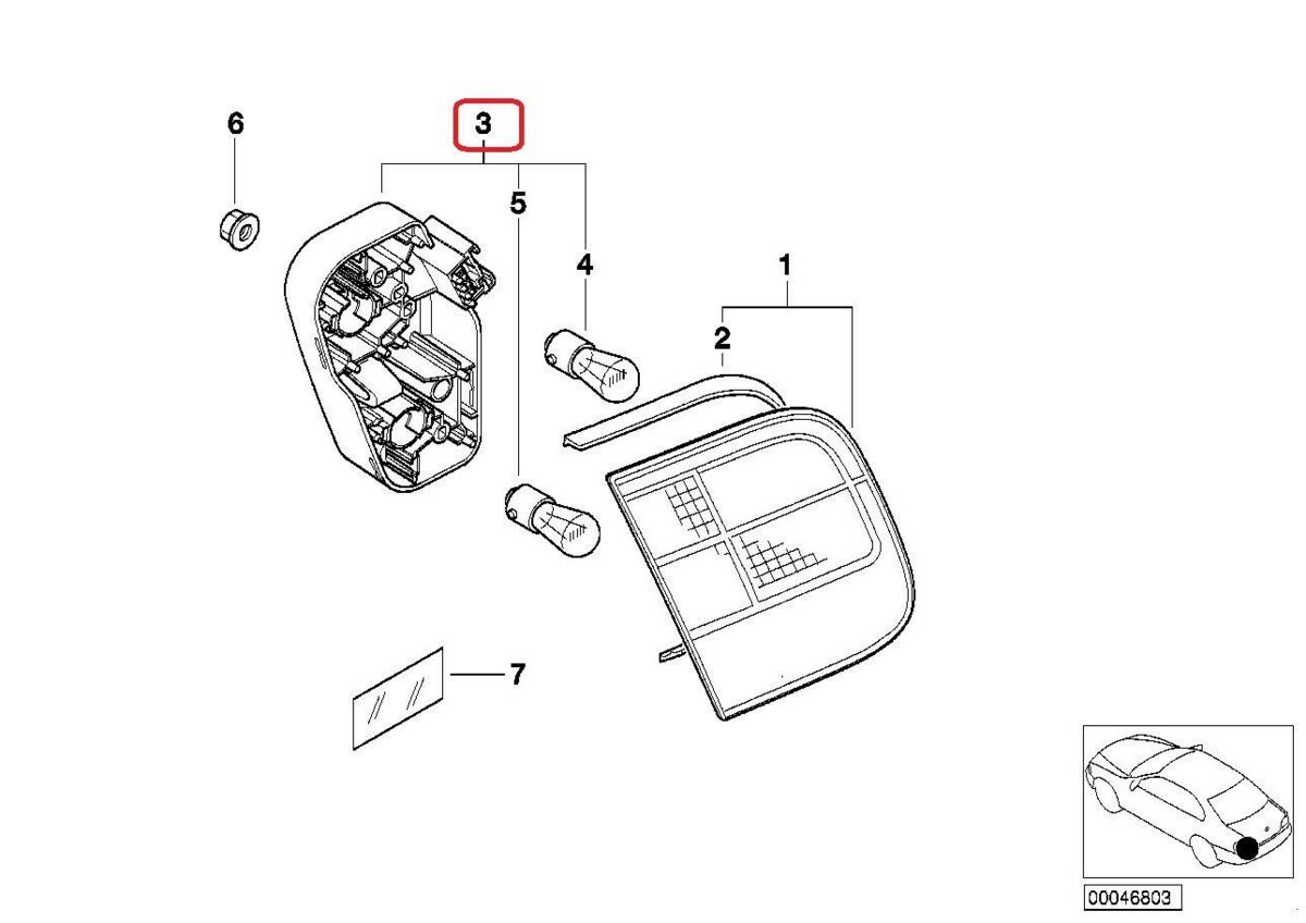 BMW NEW E46 SEDAN TOURING 1998 - 2001/09 REAR INNER TAIL LIGHT BULB SOCKET LEFT 63217165843 - Image 2