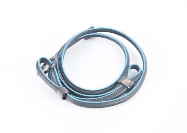 NEW GENUINE BMW COLLECTION LANYARD NAPPA LEATHER METAL BLUE/BLACK 80232411535