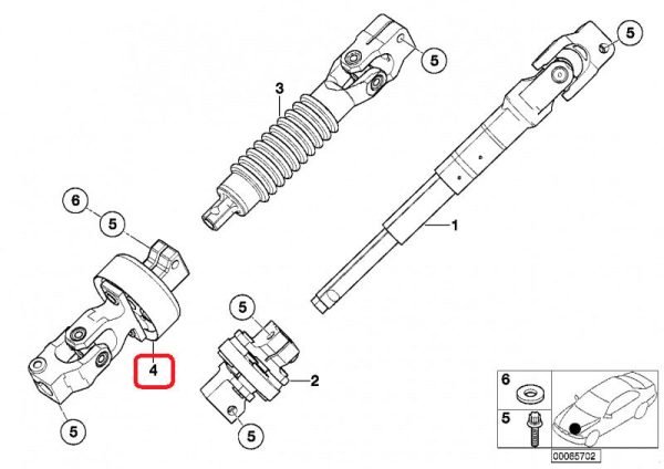 BMW NEW GENUINE 3 SERIES E46 STEERING SWIVEL JOINT WITH UNIVERSAL JOINT 32306761571 - Image 2