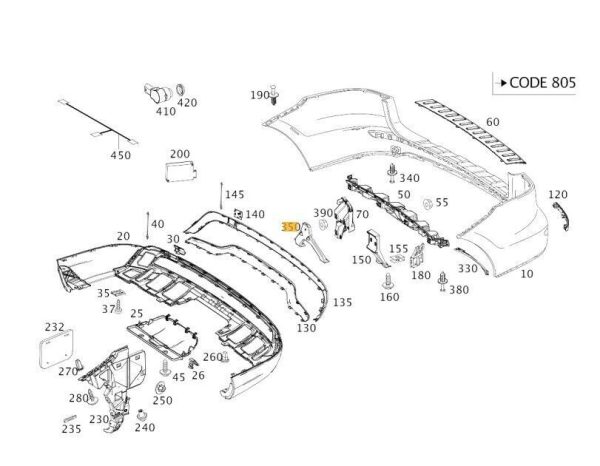 NEW GENUINE MERCEDES BENZ MB ML CLASS W166 REAR BUMPER INNER BRACKET CENTER A1648805114 - Image 2