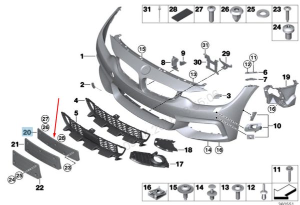 NEW GENUINE BMW 4 SERIES F32 F33 F36 M SPORT FRONT BUMPER NUMBER PLATE HOLDER 51138054576 - Image 2