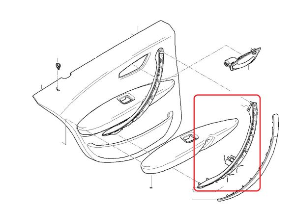 BMW NEW GENUINE E81 E82 E87 E88 FRONT DOOR INSIDE HANDLE MOLDING BLACK LEFT N/S 51416975351 - Image 2