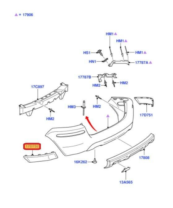 NEW GENUINE FORD FUSION 2005-2012 REAR BUMPER MID GREY INSERT MOULDING RIGHT O/S 1431027 - Image 2