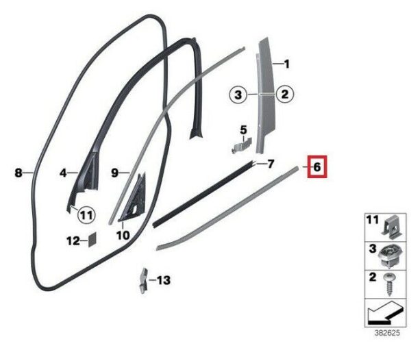 NEW GENUINE BMW X3 SERIES F25 FRONT DOOR CHANNEL COVER EXTERIOR LEFT 51337247795 - Image 2
