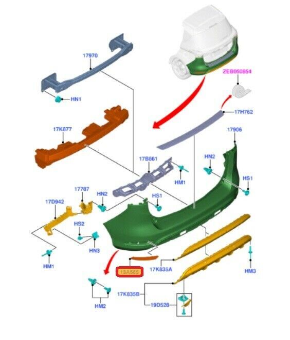 NEW GENUINE FORD B-MAX FIESTA MONDEO REAR BUMPER LOWER REFLECTOR LEFT N/S 1704431 - Image 2