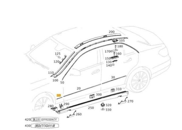 NEW GENUINE MERCEDES E CLASS W212 FRONT FENDER LOWER CHROME MOLDING RIGHT O/S A2126904482 - Image 2